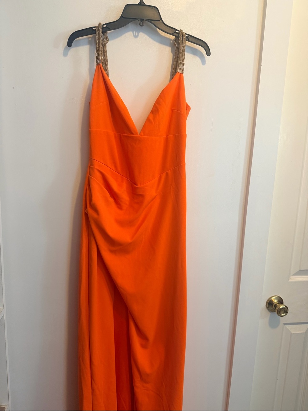 Fashion Nova Orange Maxi Dress with Embellished Straps